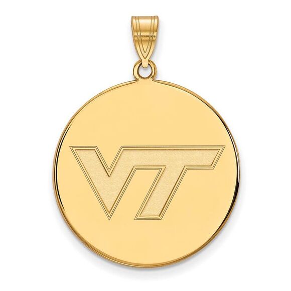 14k Yellow Gold Virginia Tech XL Logo Disc Pendant